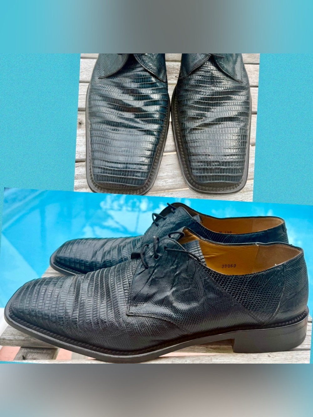 Mezlan Platinum Made in Spain Dk.Grey Genuine Lizard Oxford Shoes Men’s Size 12M